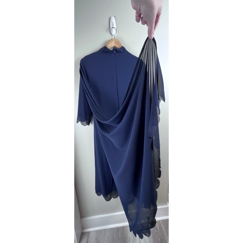 Dainty Jewells Cape Dress‎ Modest Navy Blue 3/4 Sleeve Elegant EventConservative - Picture 6 of 8
